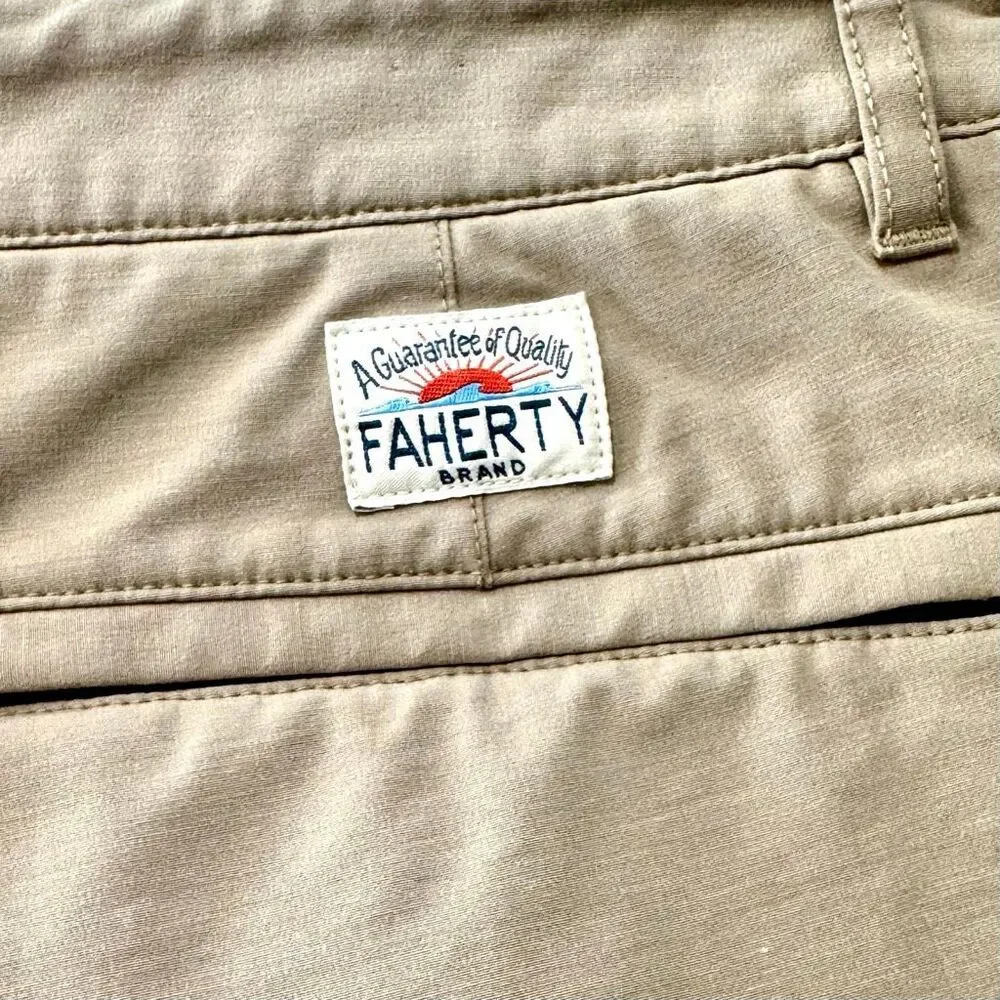 Faherty All Day Hybrid Shorts. Tan. Size 34.